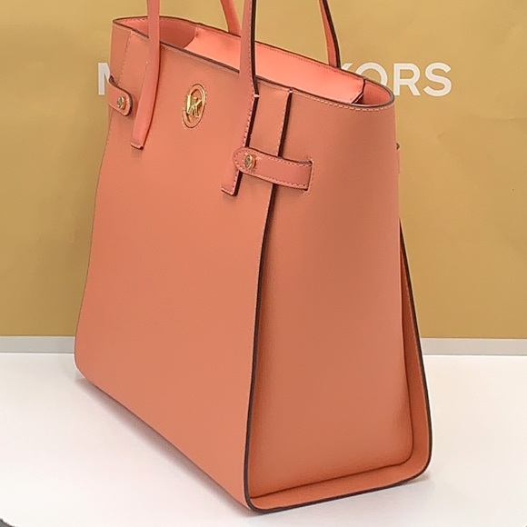 MICHAEL KORS CARMEN LARGE NORTH SOUTH TOTE SHERBERT COLOR - Picture 7 of 16